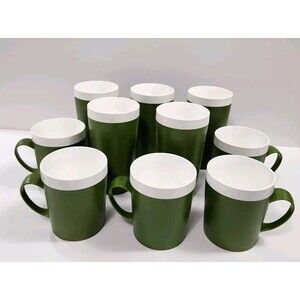 Vtg David Douglas Co. Sonic Welded (10) Cups Patent Pending Avocado Green